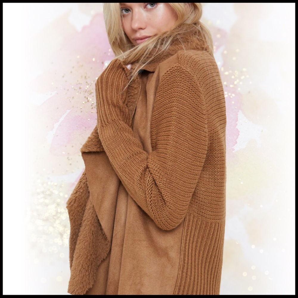 Vegan Suede Sherpa Sweater - Picture 1 of 6